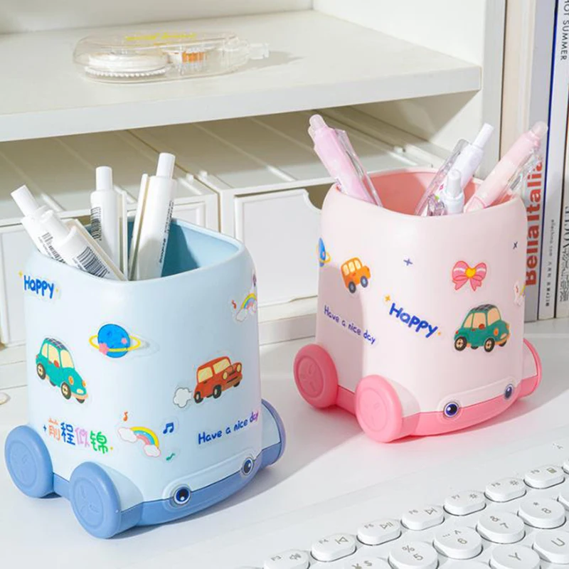 Cartoon Pencil Box Cute Car Shape Pen Container Creative Desktop Stationery Storage Rack Fashion Student Gifts【A】
