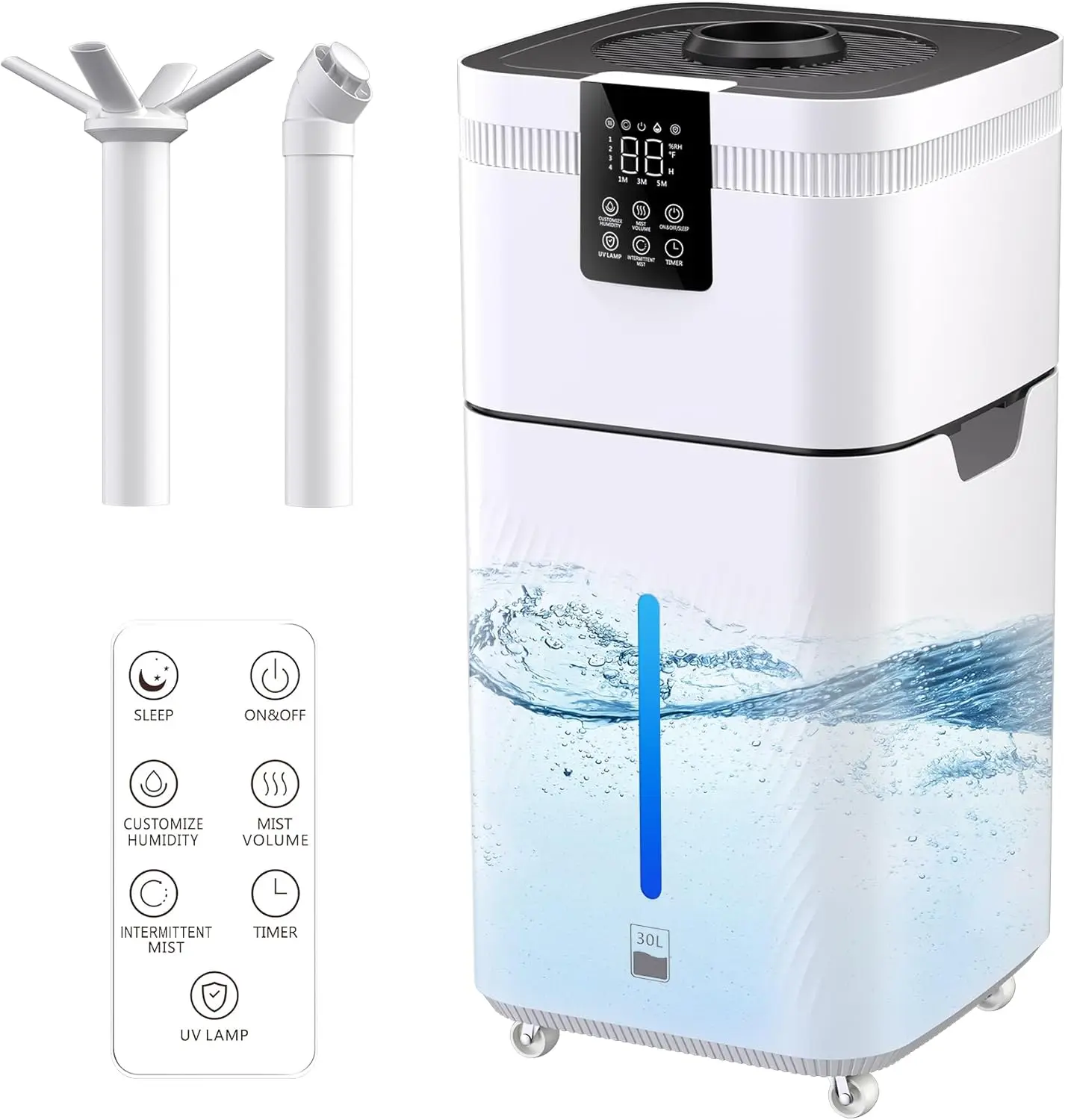 

30L/7.93Gal Commercial Humidifier for Large Room 4200 sq ft, 3000mL/H Whole House Humidifiers with Supersized Cool Mist