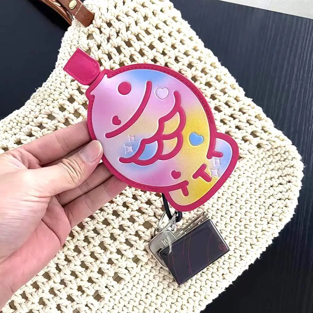 Cute PU Leather Key Bag Large Capacity Universal Open Mouth Key Bag Multi-function Pull-out Key Bag Car Interior Accessories