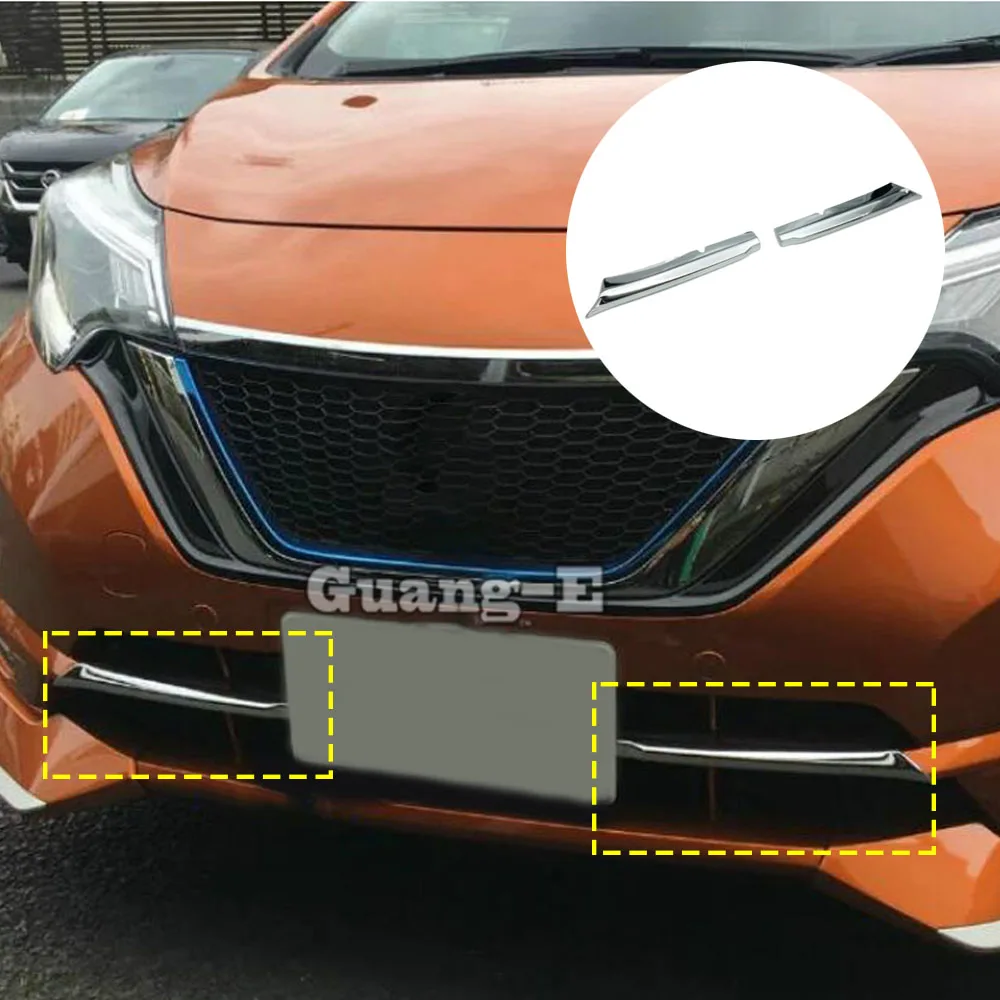

Car Protection ABS Chrome Front Up Bottom Racing Grid Grill Grille Trim Panel 2PCs For Nissan NOTE 2017 2018 2019 2020
