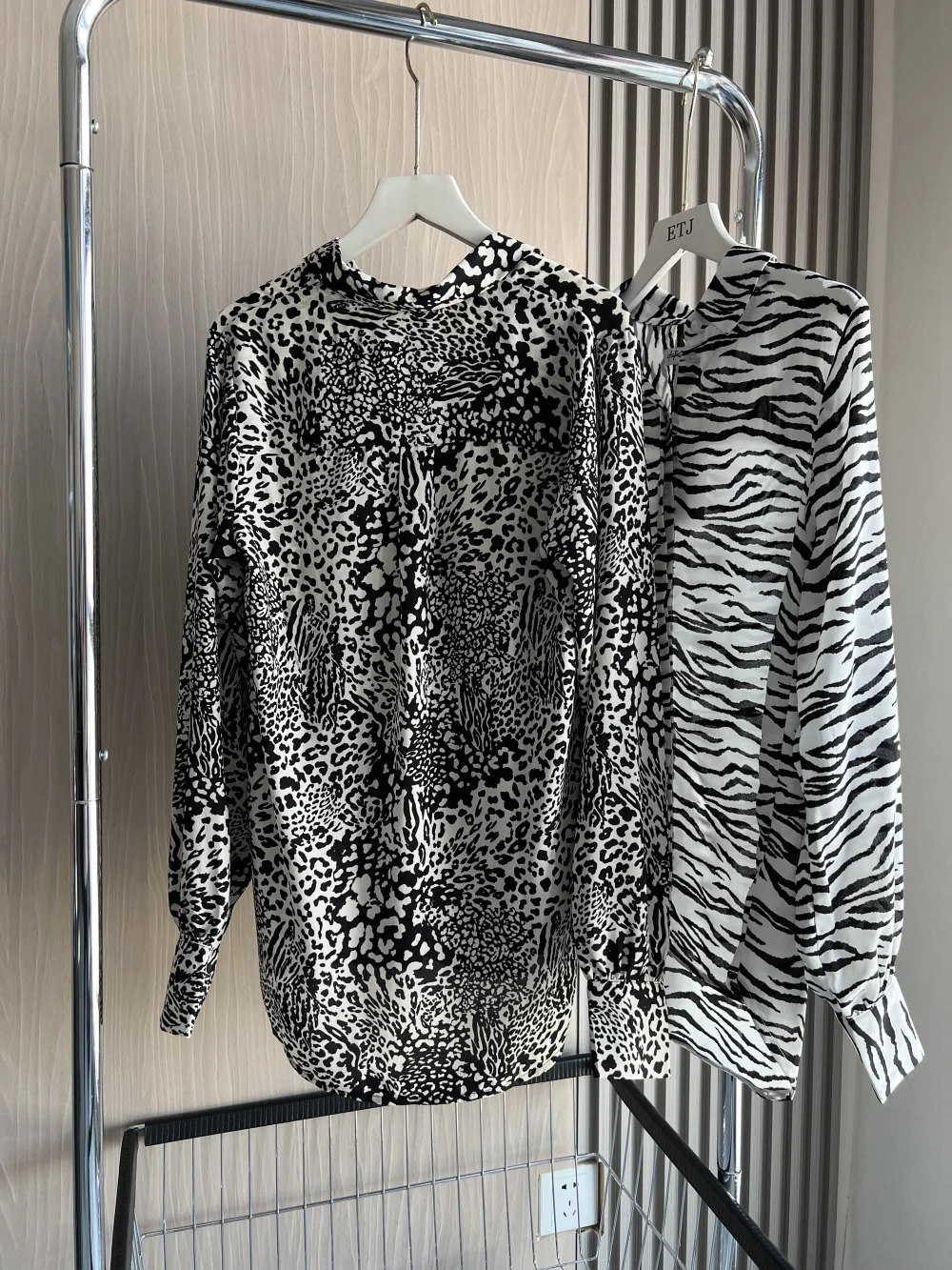 Animal Print Shirt Spring 2024 traf Fashion leopard print zebra print long-sleeved chiffon shirt for women