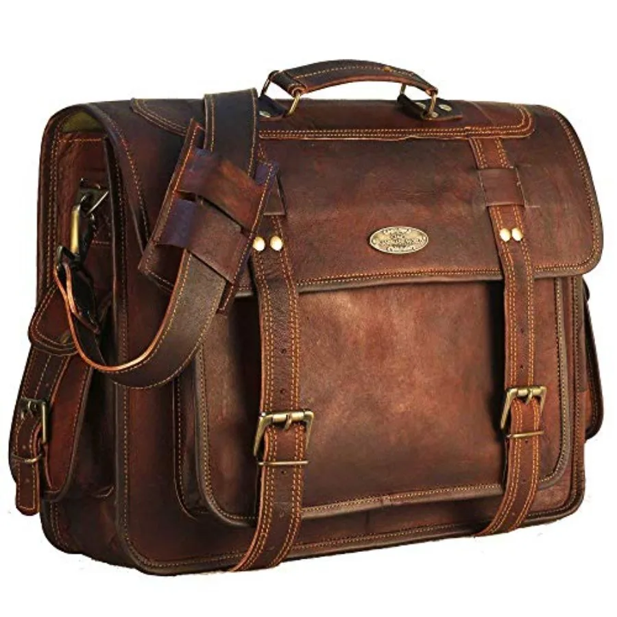 

Leather Messenger Bag For Men, Vintage Handmade Laptop Briefcase and Shoulder Bag for Men, Business Satchel Office Bag