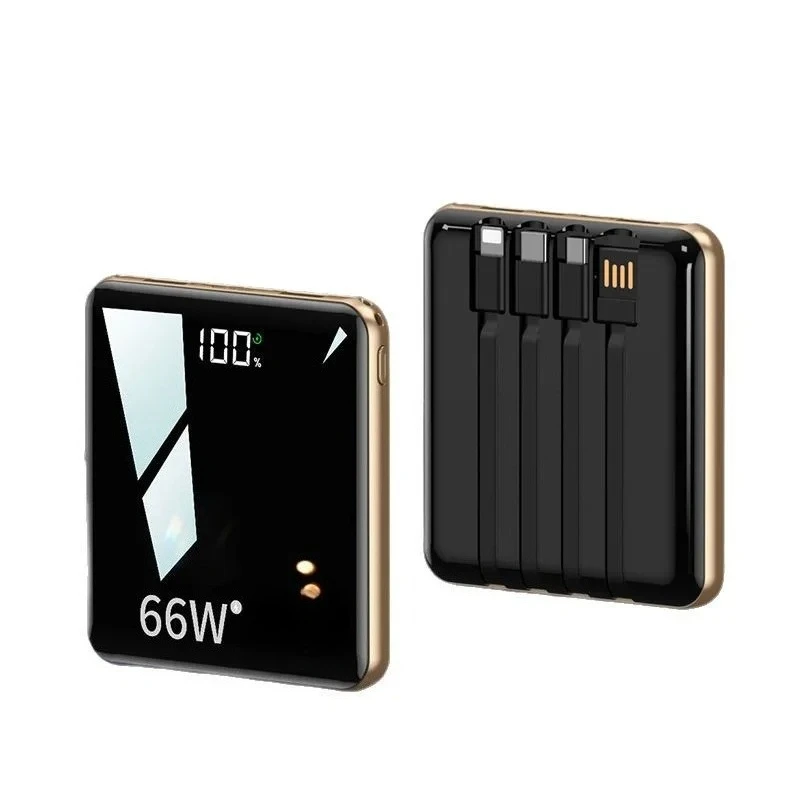 66 Вт Power Bank 10000/20000 мАч Ультратонкий, зеркальный, портативный, встроенный кабель, мини-быстрая зарядка Power Bank Сертификация 3C