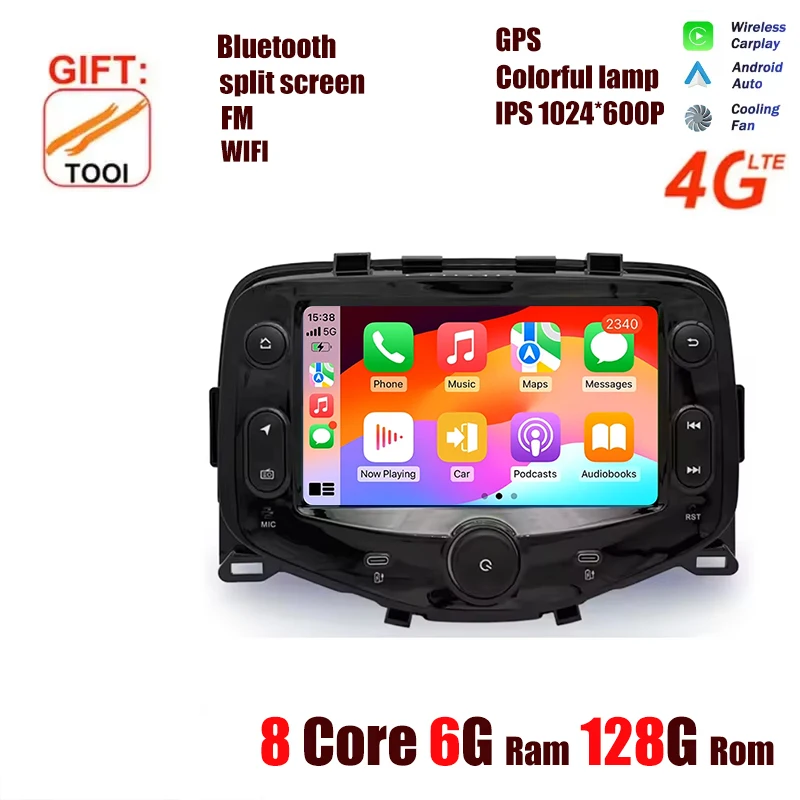 For Peugeot 108 Toyota Aygo Citroen C1 2016-2020 Android OS Carplay Auto Radio Multimedia Stereo Player 4G WiFi GPS Navigation - afbeelding 1