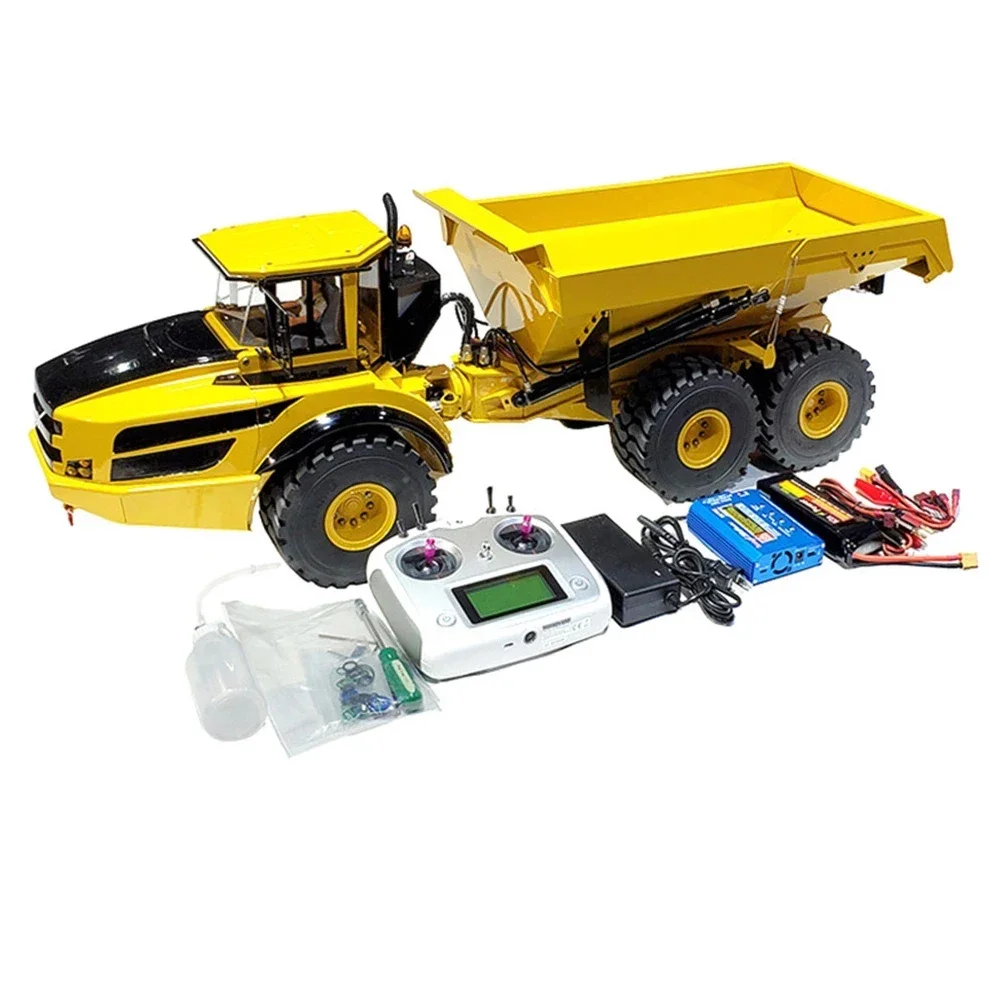 A40G RC Truck 1/14 6x6 RC Hydraulic Articulated Truck Metal Model with Light and Sound System Engineering Machinery RC Car Toy
