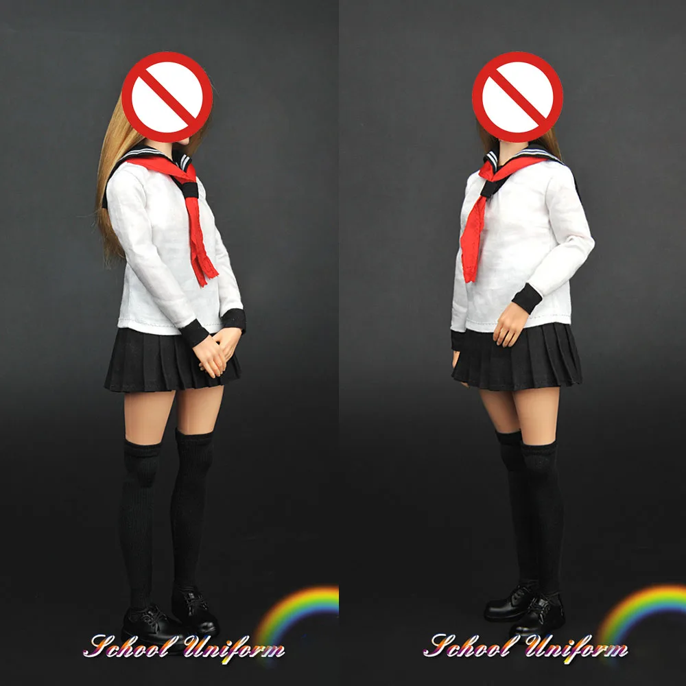 

ZYTOYS ZY15-31 1/6 Scale White Top Red Tie JK Skirt Long Socks Set with Student Shoes For 12" BJD OBJ Action Figure Body Model