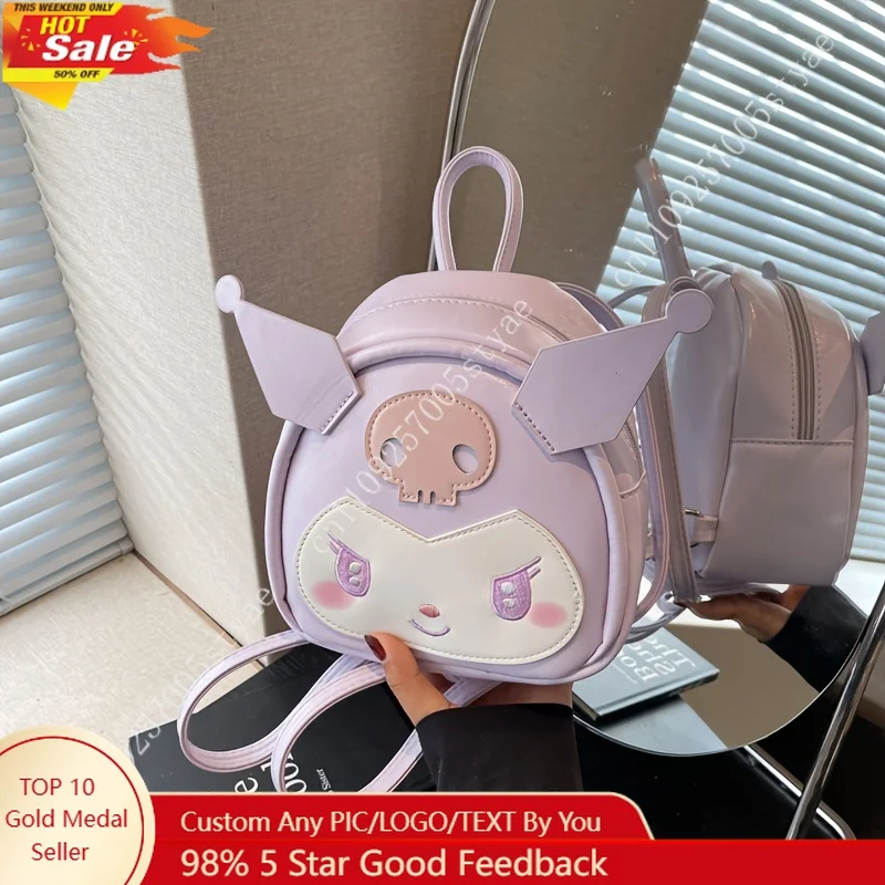 

Sanrio Kuromi Backpack for Women Cute Anime Bag with Adjustable Strap Kuromi Face Print Compact Handheld or Backpack