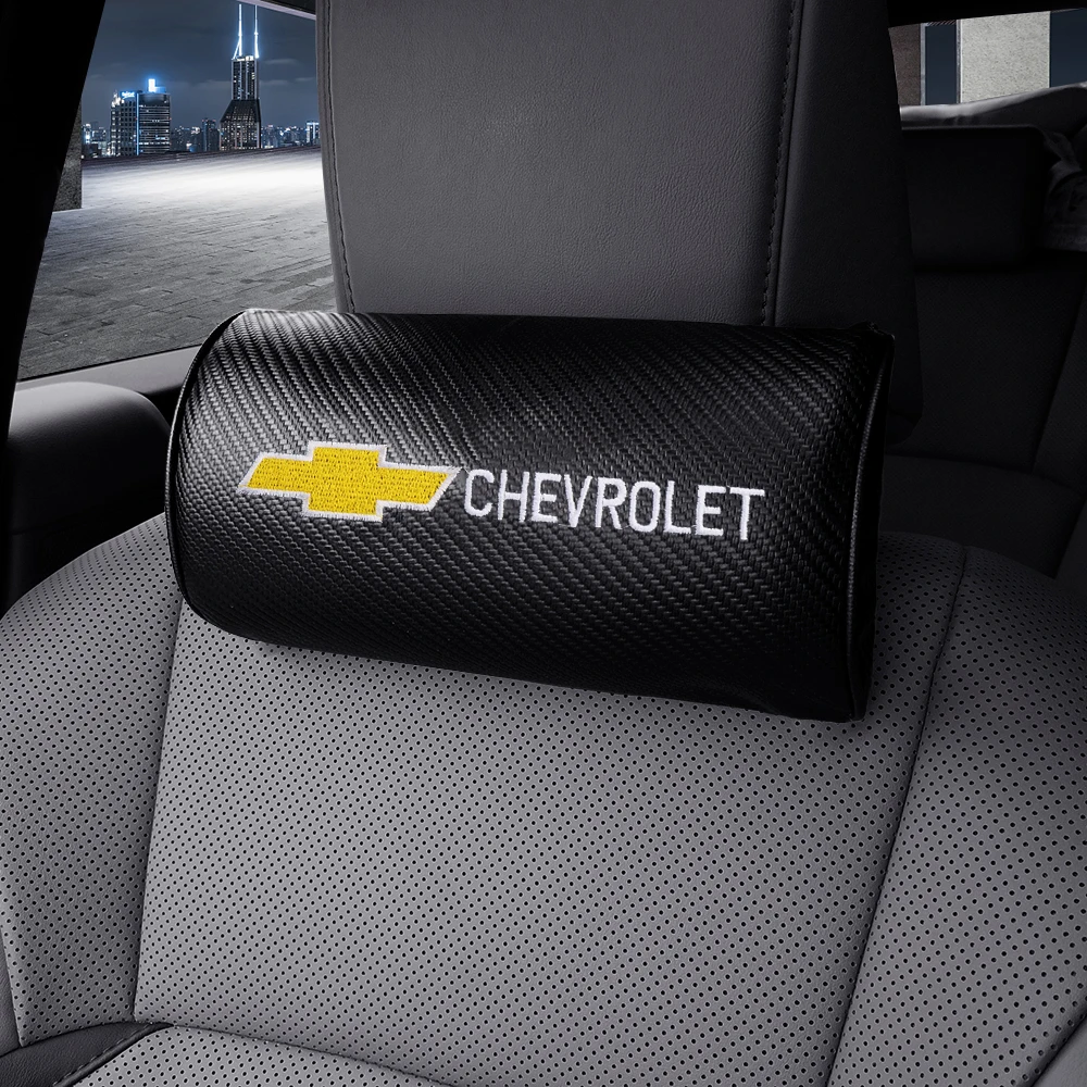 1/2Pcs Car Seat Headrest Auto Logo Neck Pillow For Chevrolet Cruze Lacetti Sonic Spark Sail Aveo T250 Cobalt Captiva Trax Malibu