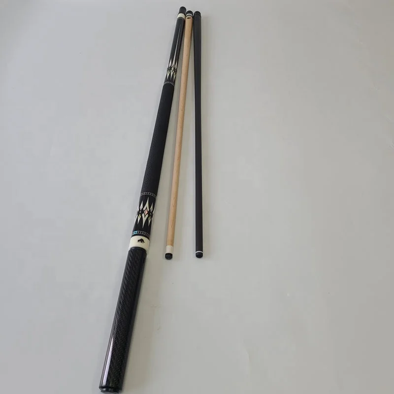 عالية الجودة 2 قطعة خشب القيقب ألياف الكربون تجمع جديلة مجموعة بعقب واحد مع 2 محاور شعاعي دبوس البلياردو جديلة مع الكربون جديلة تمديد