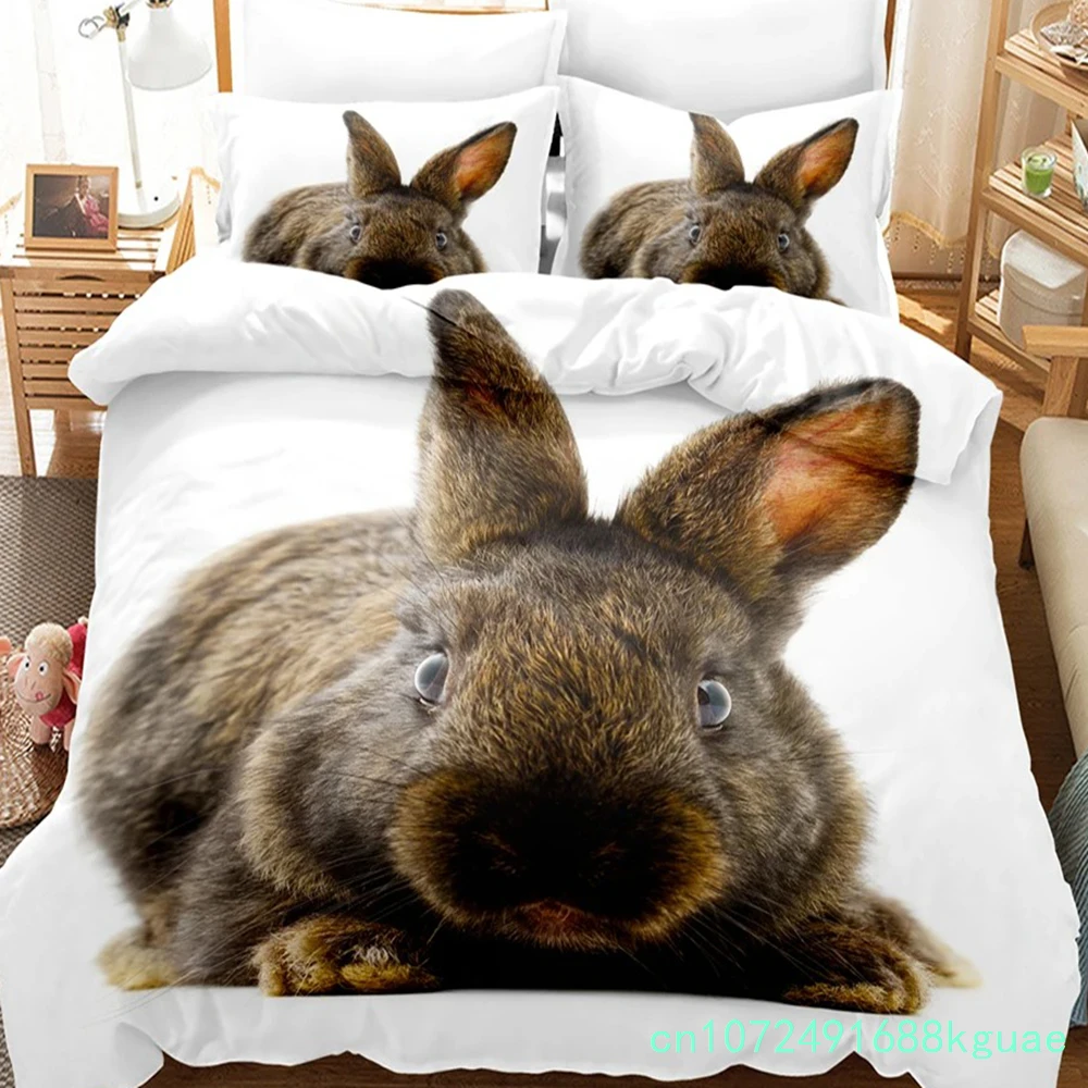 3D The Rabbit Bedding Sets Duvet Cover Set With Pillowcase Twin Full Queen King Bedclothes Duvet Cover