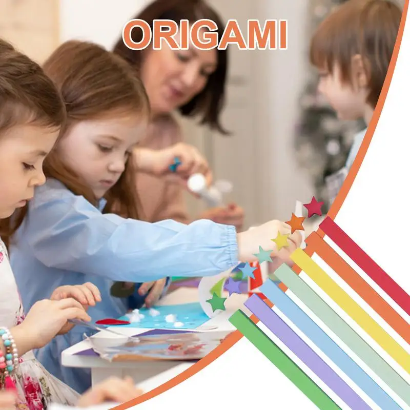 スター紙 1350 枚紙星ストリップかわいい漫画クラフト紙手作り紙星ストリップ装飾学校教育