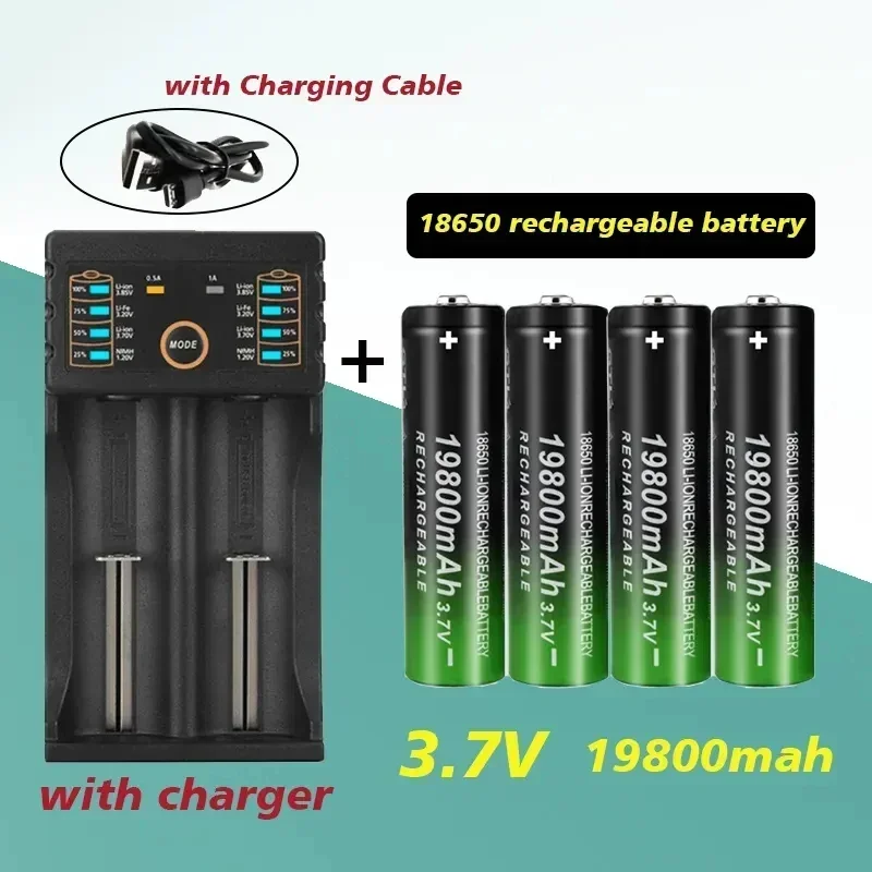 2024best-selling 18650 battery 3.7V 19800 Mah USB+charger,suitable for flashlights and razors rechargeable lithium-ion batteries