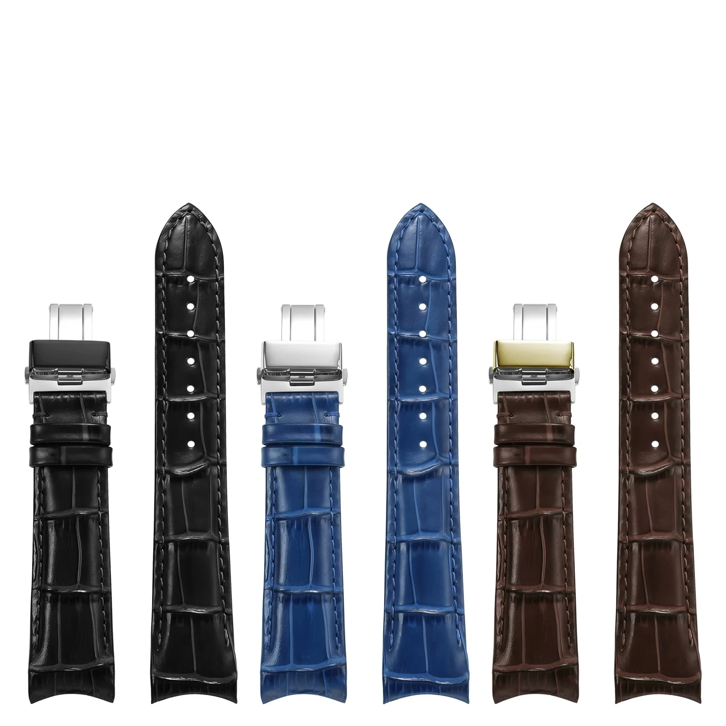 21mm Curved End Genuine Leather Cowhide Watchband for Citizen BL9000 BL9007 BL9008 Arc Mouth Bracelet Strap Black Brown Blue