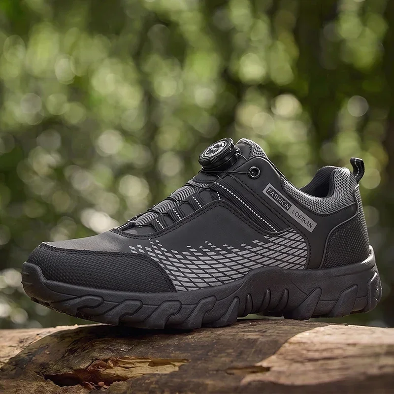 Herren-Wanderschuhe mit Drehverschluss, atmungsaktive Trekking-Sneaker aus Mesh-Material, rutschfeste Outdoor-Schuhe für Berg- und Wanderwege. – Detail 3