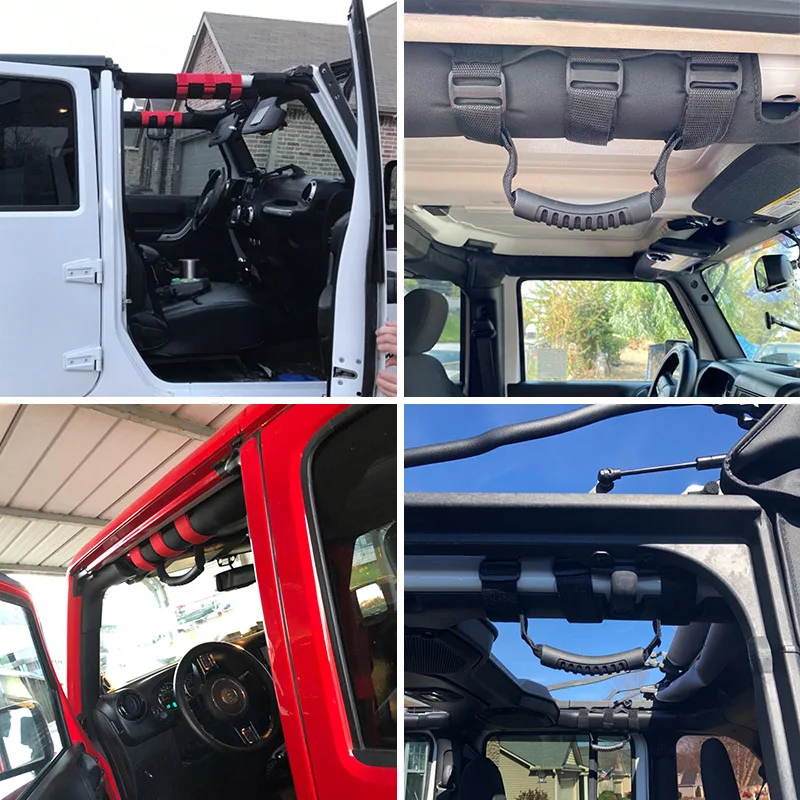 Roll Bar Grab Handles Grip Straps Handle for Jeep Wrangler JK JKU JL JLU YJ CJ TJ RZR ATV UTV Off road Accessories