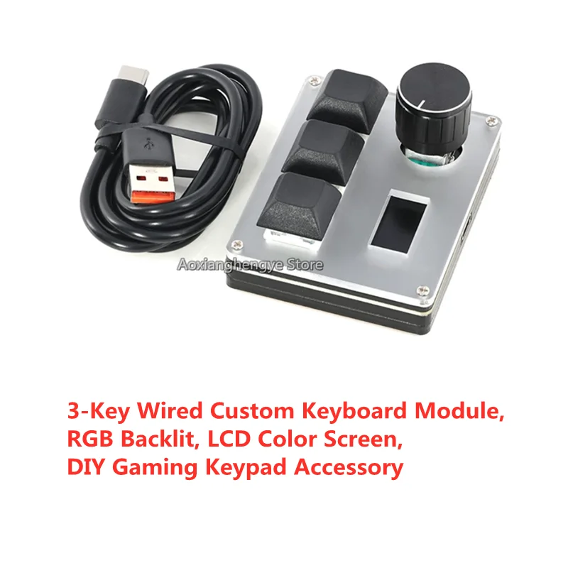 1SET 3-Key Wired Custom Keyboard Module,  RGB Backlit, LCD Color Screen,  DIY Gaming Keypad Accessory Support BOM List Quotation