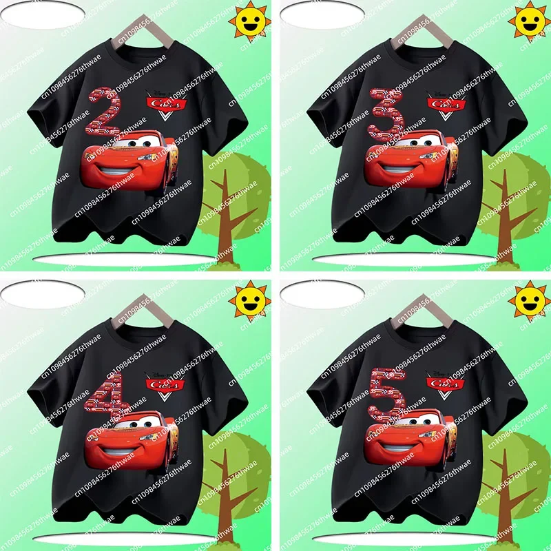 

2025 Disney Summer T-shirt - Cars of the Future Children's Short Sleeve 1-12 Digit Cartoon Print Boys' Sporty Casual Shirt