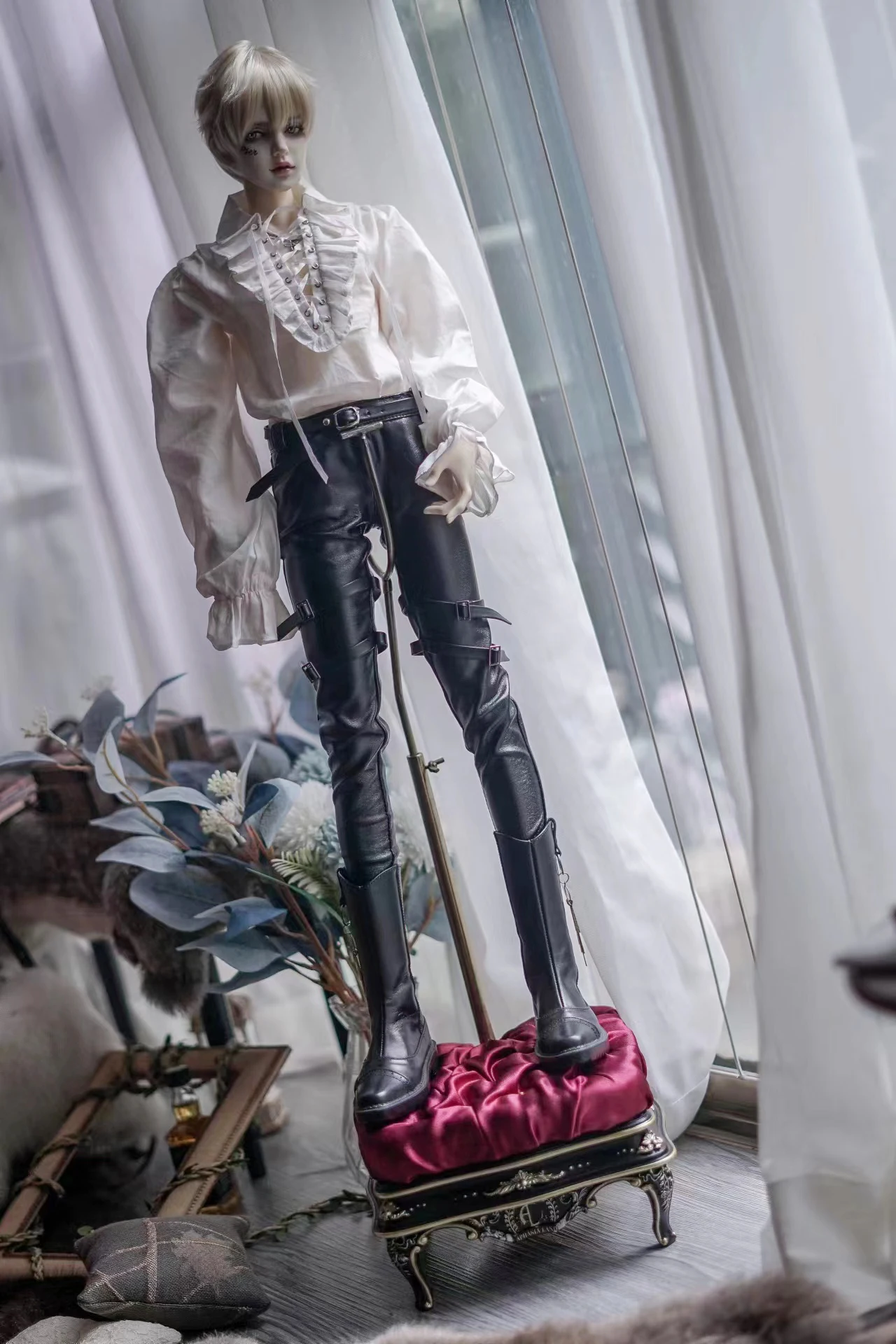 D04-P008 Children Handmade Toy Uncle ID75 Doll BJD/SD Doll's Clothes Drawstring White Laced Shirt 1pcs