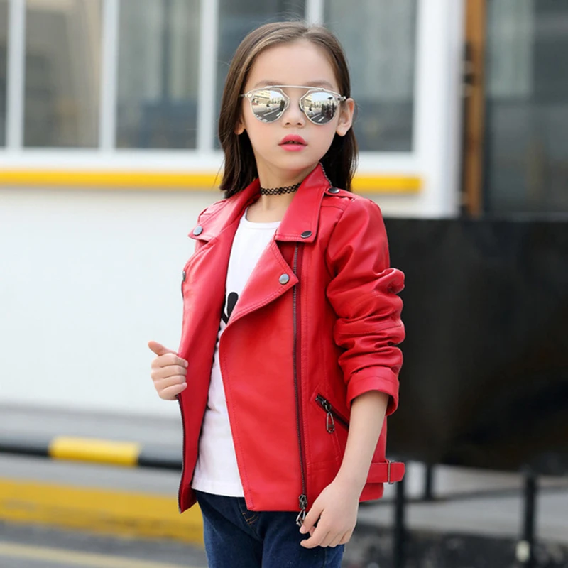 2026 New Brand Classic Girls Boys Black Motorcycle Leather Jackets Children Coat For Spring And Autumn 3 To 12 14 Years Boys