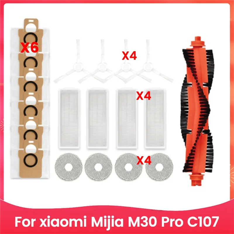 

Classy-19PCS For Xiaomi Mijia M30 Pro C107 Robot Vacuum Accessories Main Side Brush Mop Cloth Hepa Filter Dust Bag Parts Kit