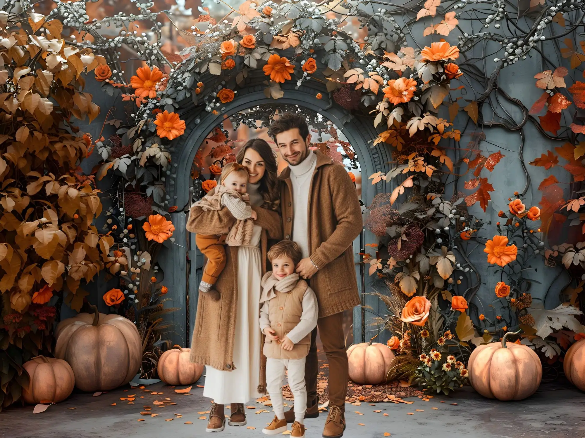 Mehofond Photography Background Autumn Fall Pumpkins Arch Maple Leaves Kids Birthday Family Portrait Decor Backdrop Photo Studio