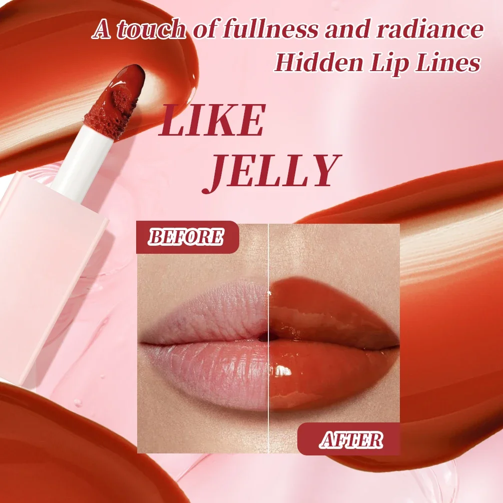 6 Farben Qibest Gelee flüssiger Lip gloss Spiegel Lippen glasur plump ing feuchtigkeit spendende dauerhafte Lippen balsam glänzende wässrige Lippenstift Lippen tönung