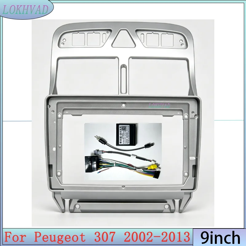 Car Frame for Peugeot 307 2002-2013 9 inch Car Radio Android DVD MP5 Fascia Panels Frame With Power Cable Canbus