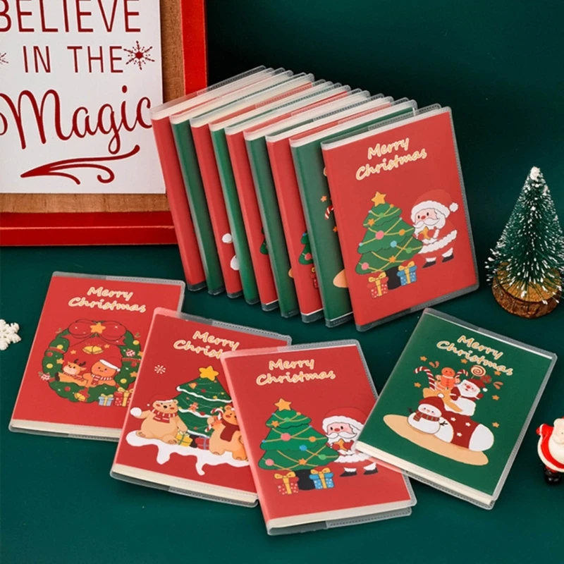 4Pcs Christmas Themed Notebooks 128Pages Lined Small Notepads Journal with Water Resistant Covers for Journaling Drawing