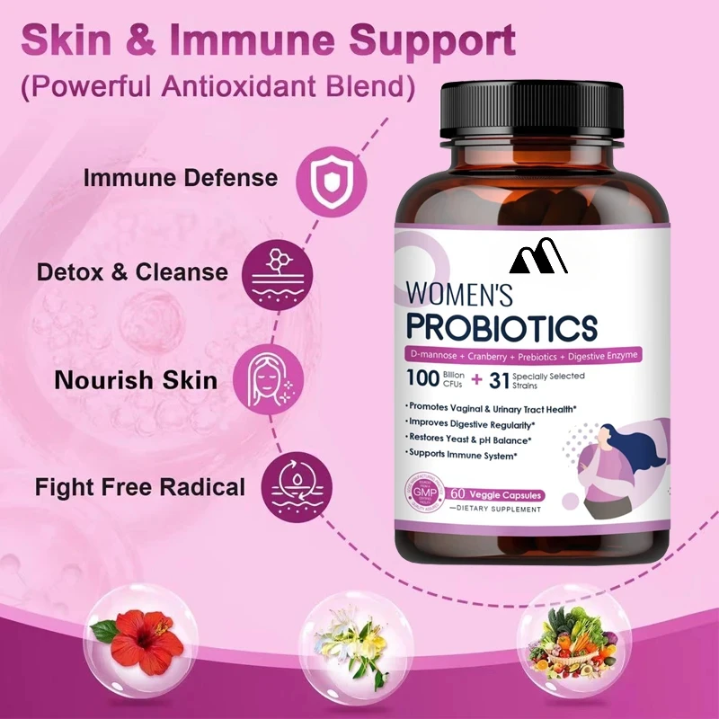 Probiotics for Female Digestive Health,containing Digestive Enzymes and Prebiotics,promoting Urinary Tract Health and PH Balance