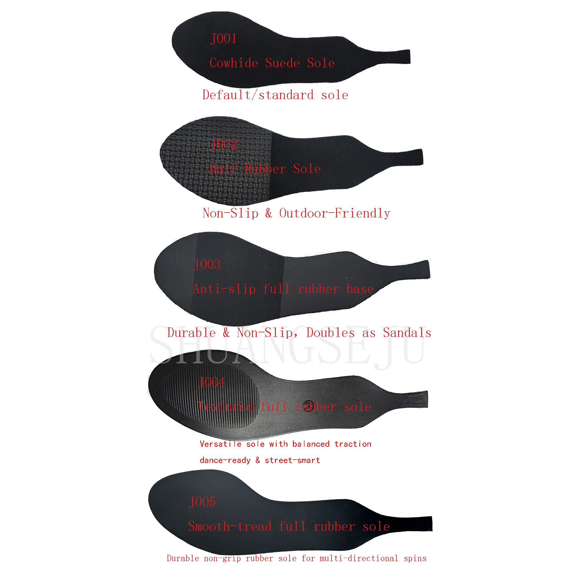 SHUANGSEJU The soles (which need to be ordered together with the shoes to be shipped) cannot be purchased separately