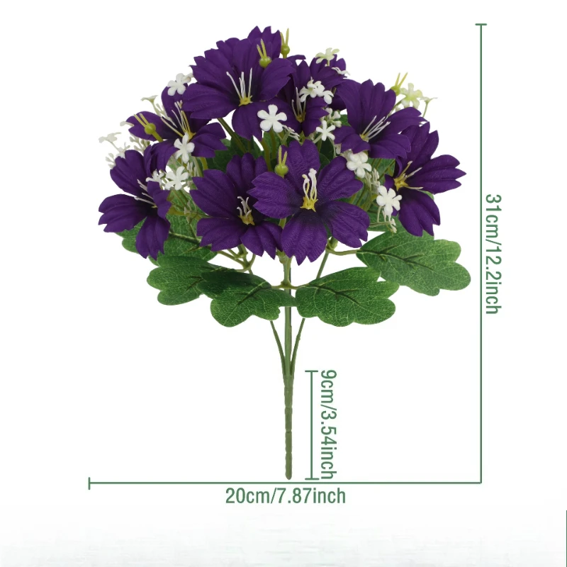 12 Stück Künstliche Blumen Seiden-Morgenblumen Heimdekoration Kunstblumen Hochzeits-Simulation 5-Köpfiger Rosa Petunien-Strauß – Detail 17