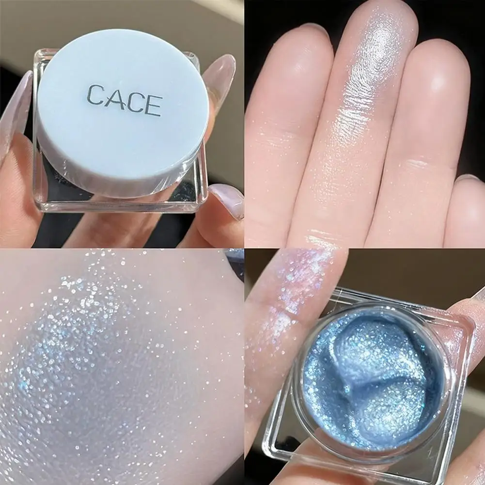 Błyszczący rozświetlacz w żelu do makijażu, efekt błyskotliwych ziemniaków, rozświetlacz do twarzy, naturalny makijaż konturowania z brokatem.