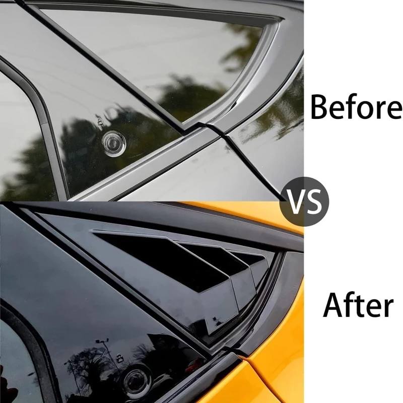 Carbon Fiber/Glossy Black Car Rear Side Window Scoop Louvers Cover For Ford Electric Horse Mustang Mach-E 2021-2022