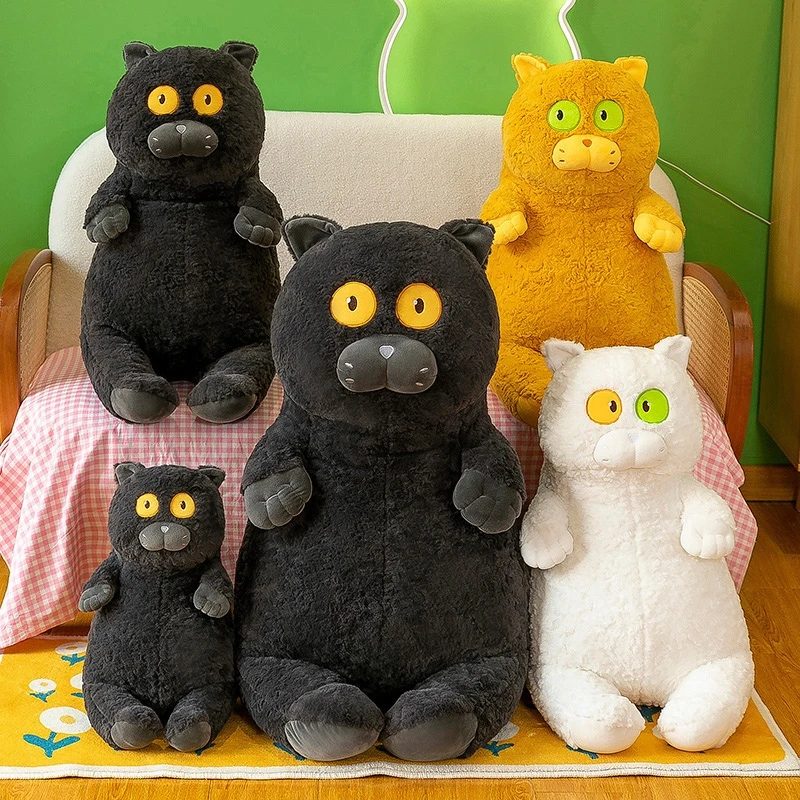 Jouet en peluche chat à yeux larges, poupée en peluche douce, oreiller de couchage à câliner, cadeau pour petite amie, nouvelle collection 2025