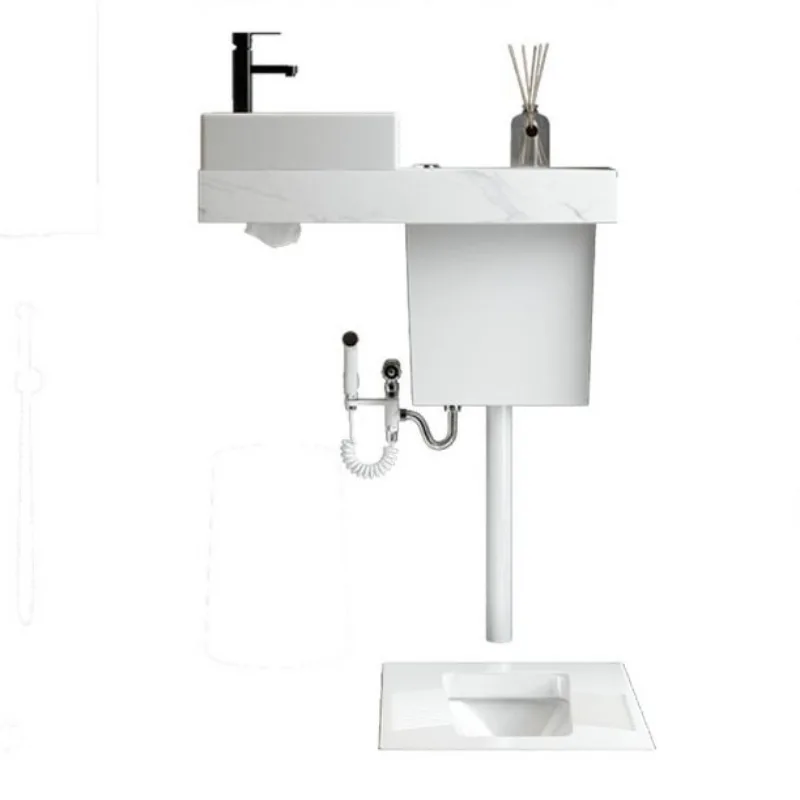 Small Apartment Washbasin, Squat Toilet Combination, Ceramic Washbasin, Sintered Stone Table, Squat Pit Toilet,
