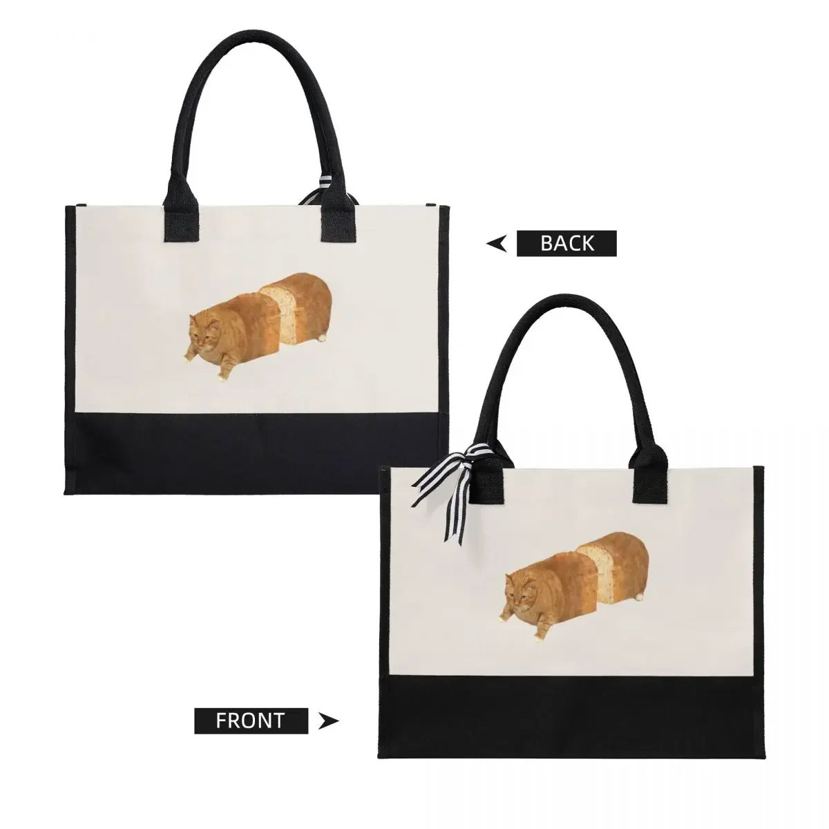 Grande capacidade Canvas Shopping Bag, saco personalizável, Cat Loaf, Quality Gifts