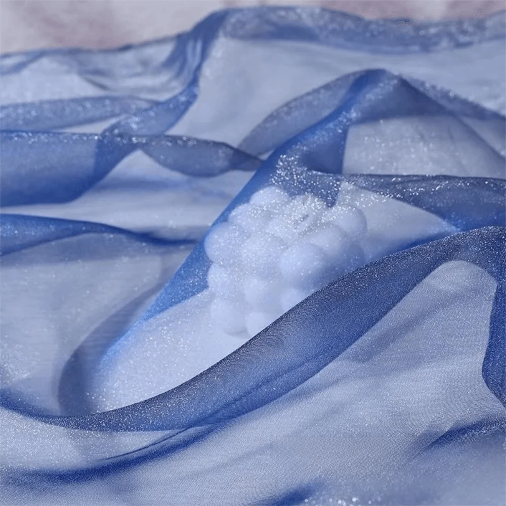 1m/20m*140cm Glitter Organza Fabric Shiny Handmade Tulle Fabric Soft DIY Materials Fluorescent Organza Fabrics