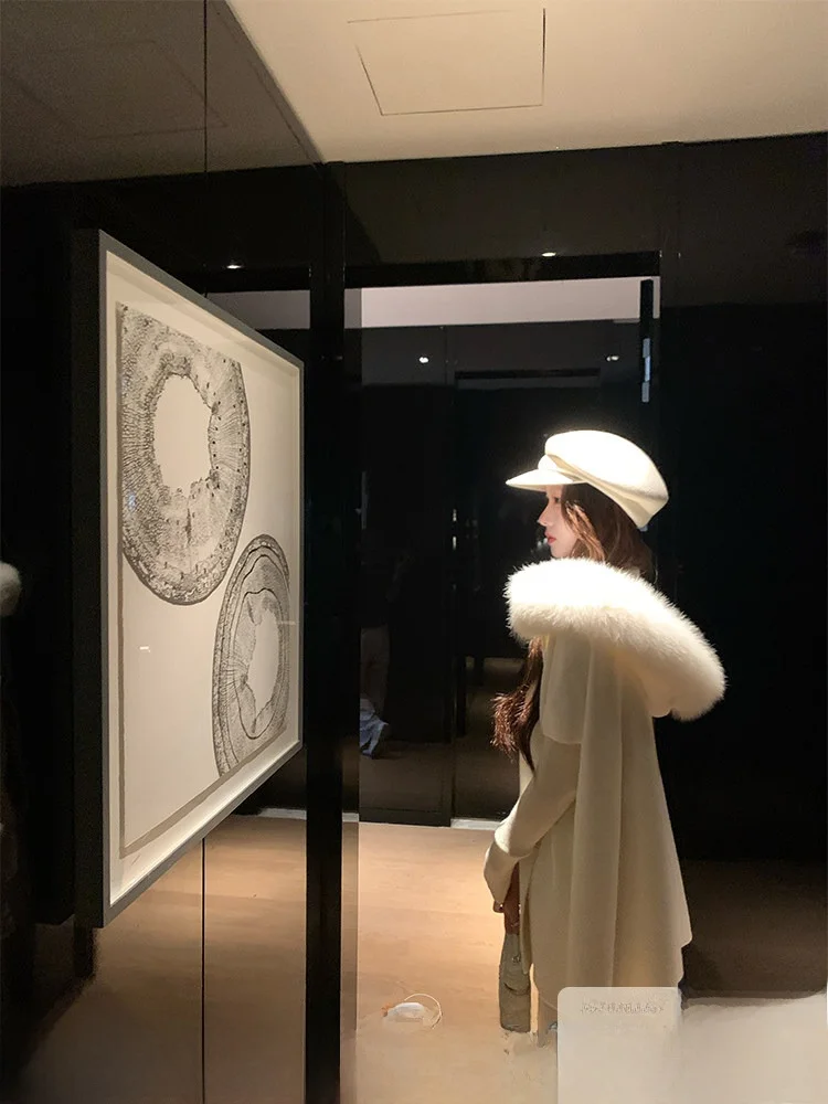 

Ele ort Women's Jaet with Detachable Fur Collar Autumn Winter Faion Polyester Knitted oulder awl Coat by EIA