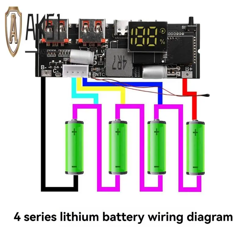 

AK51-Power Bank Double TYPE C Port Two Way Mobile Power Module 18650 Charging Circuit Board DIY Motherboard