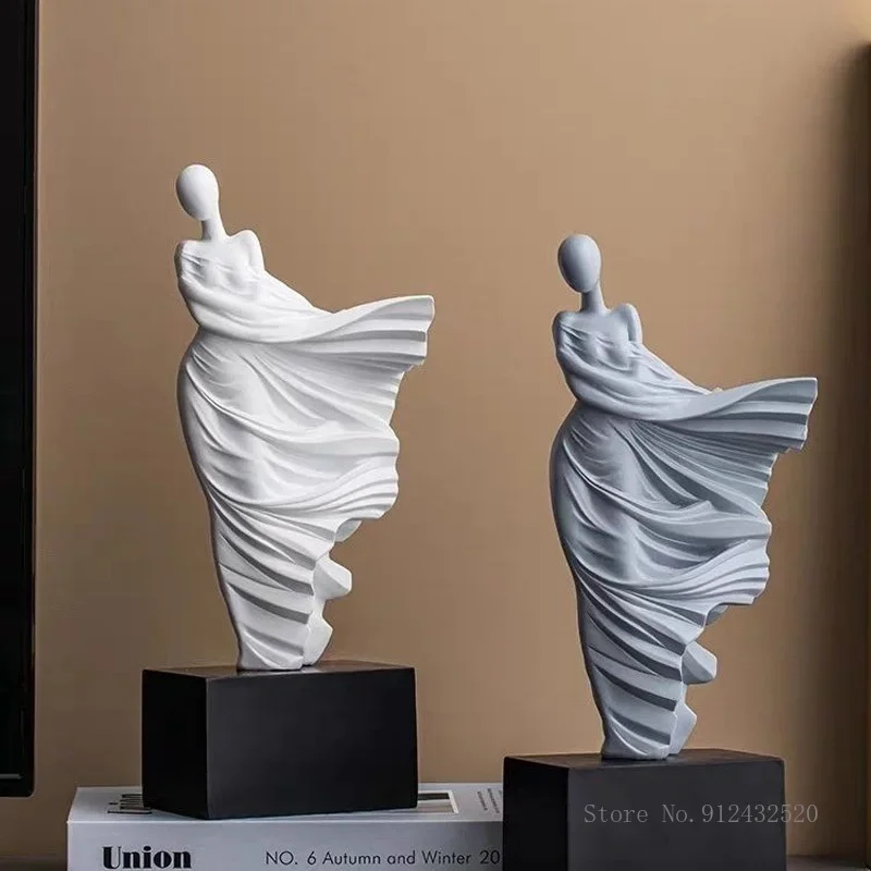 Northern Europe White/Grey Abstract Character Sculpture Decoration Home Bedroom Living Room TV Cabinet Decor Art Craft Gift, 1Pc