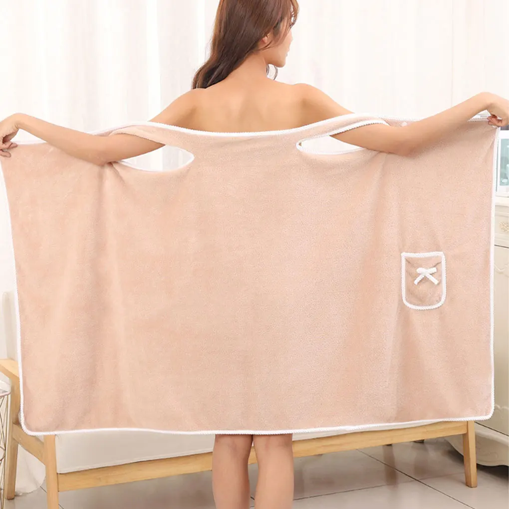 Bathrobe Bath Towel Wrap Microfiber Robe Womens Wearable Bath Towel Bathtub Shower Dress Absorbent Bathing Skirt for Sauna Spa