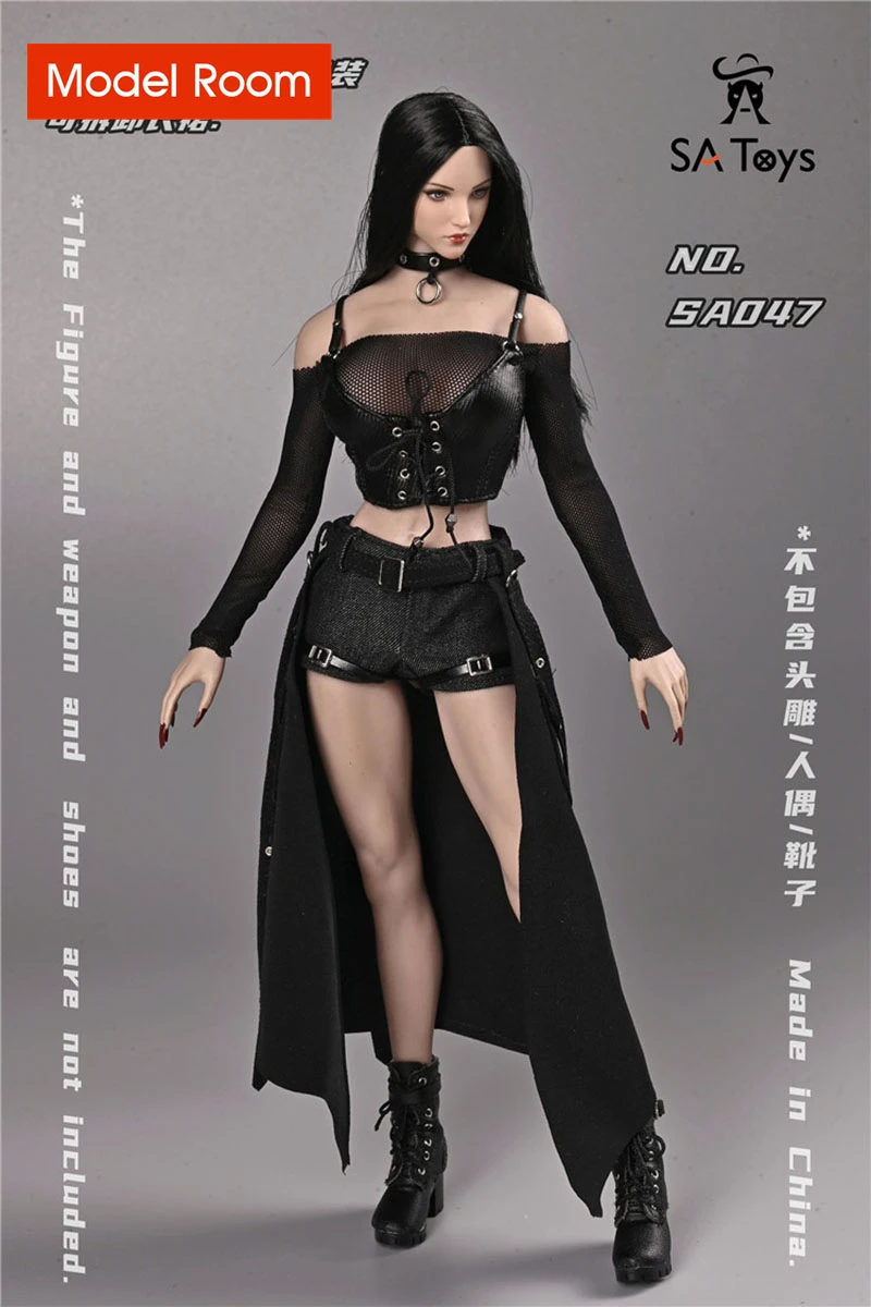 SA Toys SA047 1/6 Female Dark Rock Style Dress Detachable Long Skirt Clothes Model Fit 12'' Action Figure Body Dolls In Stock