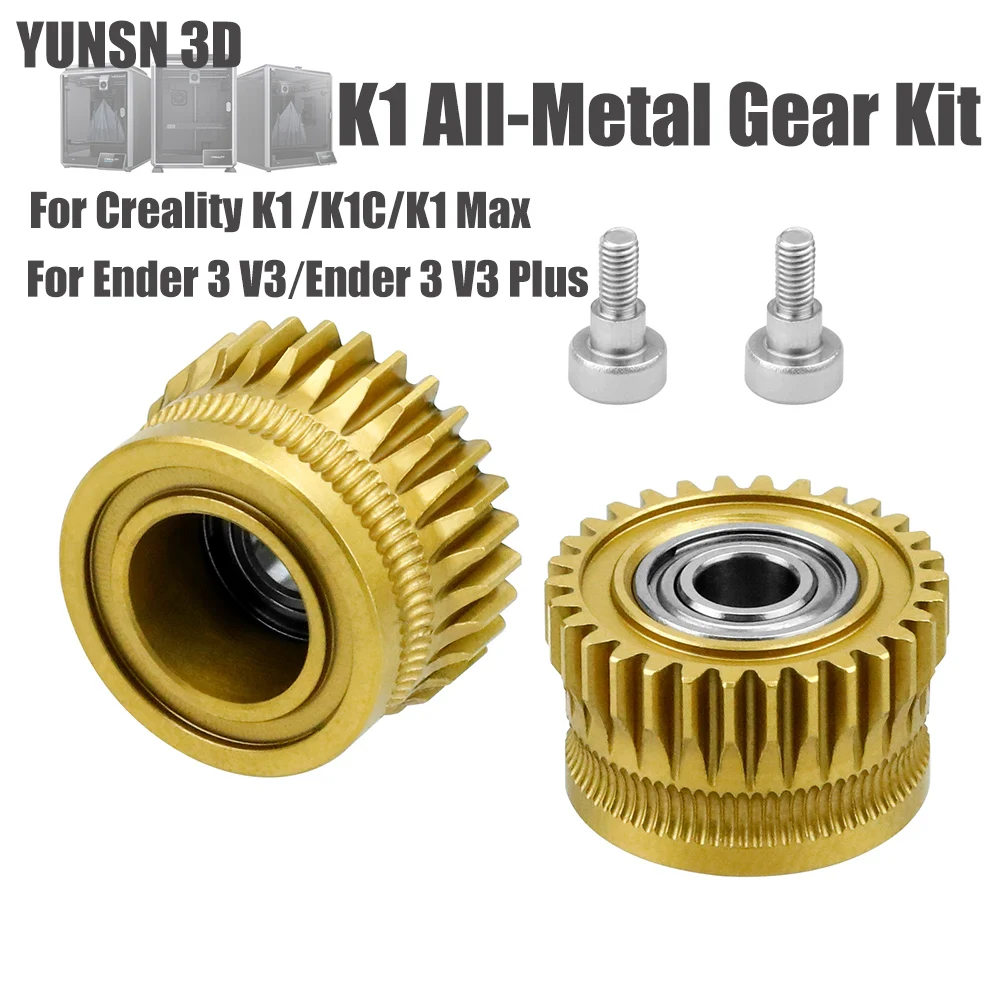 CR K1C Extruder K1 Grar All Metal Filament Drive Gear for Creality K1 Max Extruder Nickel Plated DLC Coating High Hardness Wear