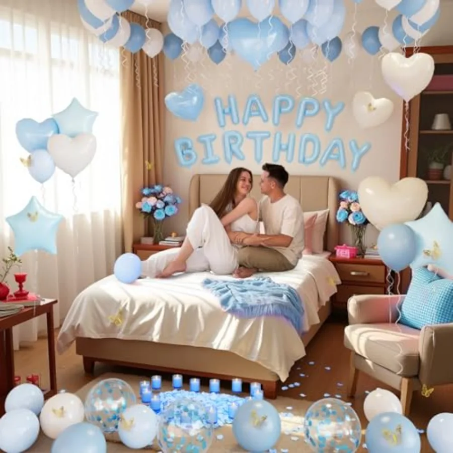 مجموعة بالونات زينة عيد الميلاد السعيدة الزرقاء، بالونات ديكور الحفلات مع رقائق قصاصات بيضاء لعيد الميلاد السعيد والرمل الأزرق المغبر #3