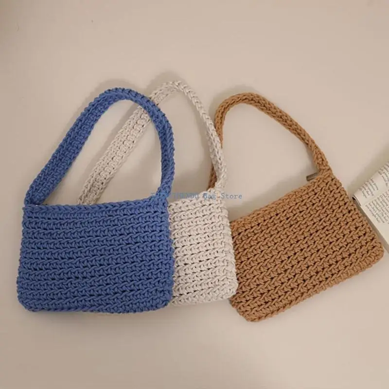 

340D Shoulder Bags for Women Satchel Bag Woven Tote Bag Handbag Cotton Underarm Bag