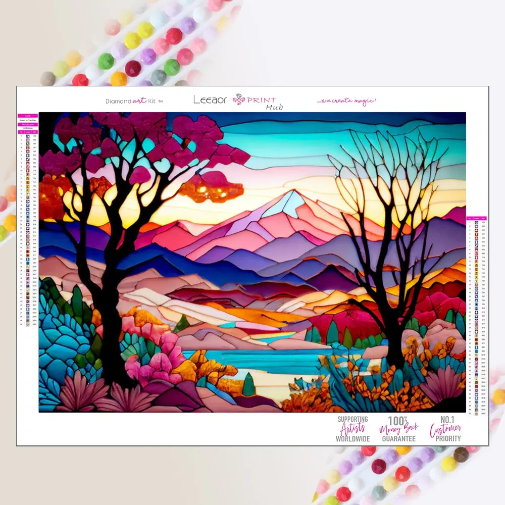 5D diamond painting oil painting wind mountain and river painting full diamond embroidery cartoon stone stickers home decoration