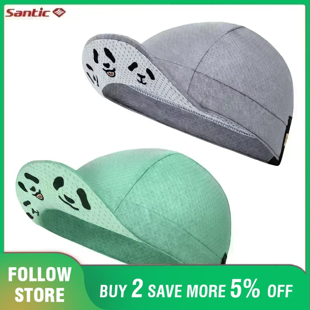 

Santic Cycling Hat Under Helmet Cute Panda Print Mountain Bike Racing Bicycle Cap Quick Dry Moisture Outdoor Sports Sun Hats