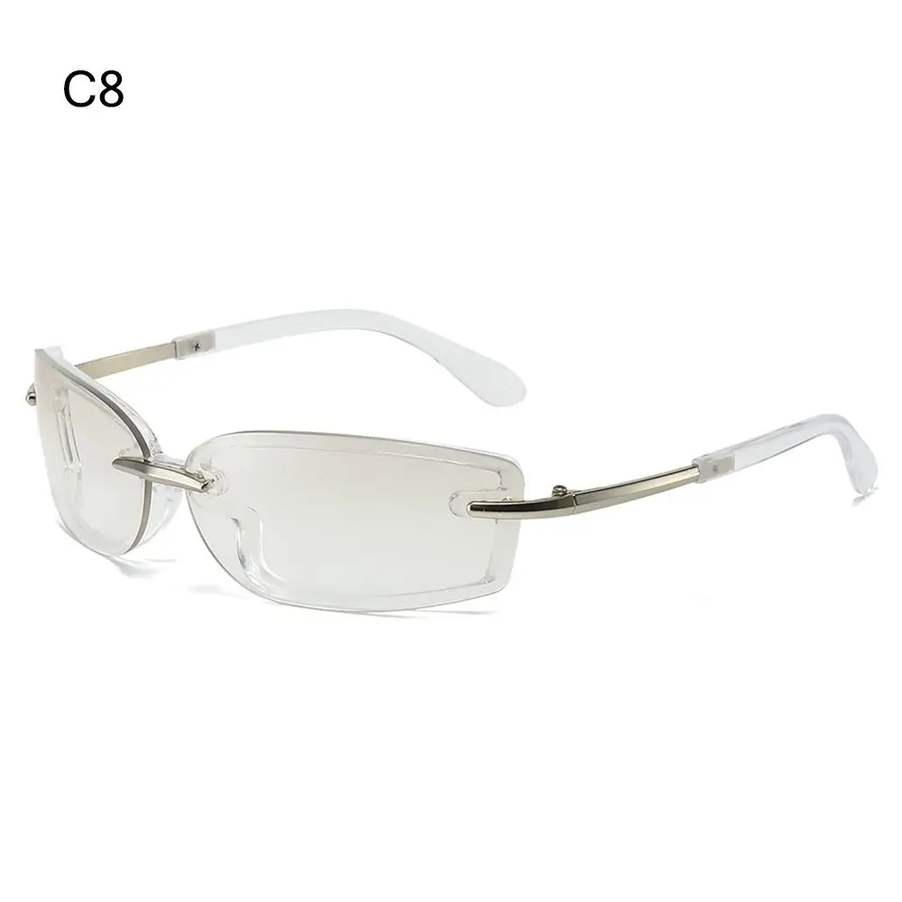 Rimless Square Candy Color Sunglasses Y2K Metal Temples Women's Sun Glasses UV Protection Dopamine Dressing Eyewear Accessories
