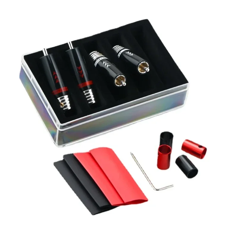 4pcs-hifi-audio-adapter-red-copper-rca-plug-male-jack-gold-rhodium-plated-av-video-signal-line-connector