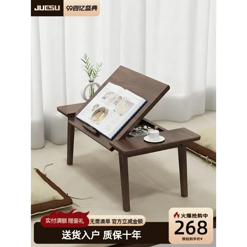 bay window small table bedroom sitting on the floor household window sill tatami coffee table Japanese style low table solid